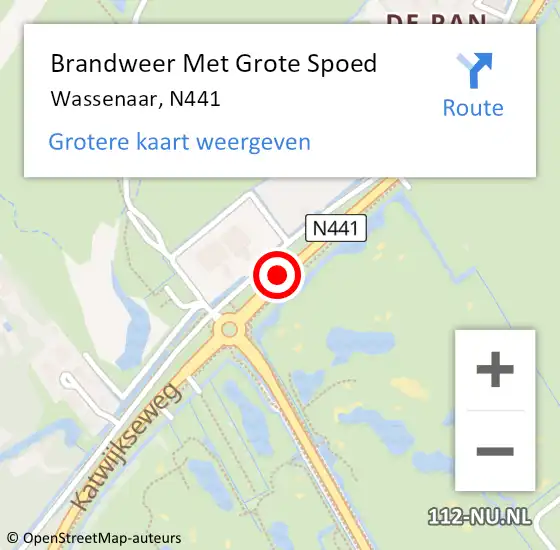 Locatie op kaart van de 112 melding: Brandweer Met Grote Spoed Naar Wassenaar, N441 op 16 juli 2018 17:18