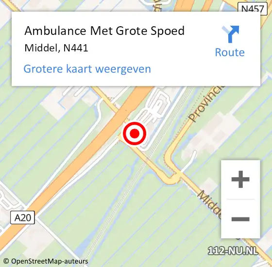 Locatie op kaart van de 112 melding: Ambulance Met Grote Spoed Naar Middel, N441 op 16 juli 2018 17:26