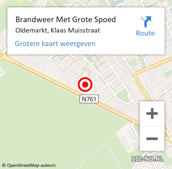 Locatie op kaart van de 112 melding: Brandweer Met Grote Spoed Naar Oldemarkt, Klaas Muisstraat op 3 maart 2014 08:49
