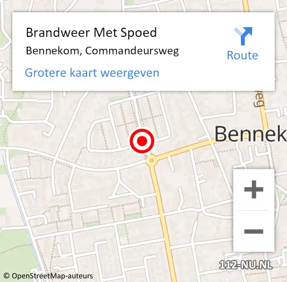 Locatie op kaart van de 112 melding: Brandweer Met Spoed Naar Bennekom, Commandeursweg op 16 juli 2018 18:35