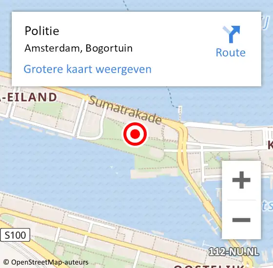 Locatie op kaart van de 112 melding: Politie Amsterdam, Bogortuin op 16 juli 2018 19:11