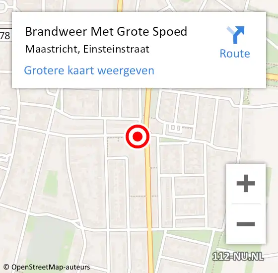 Locatie op kaart van de 112 melding: Brandweer Met Grote Spoed Naar Maastricht, Einsteinstraat op 16 juli 2018 20:32