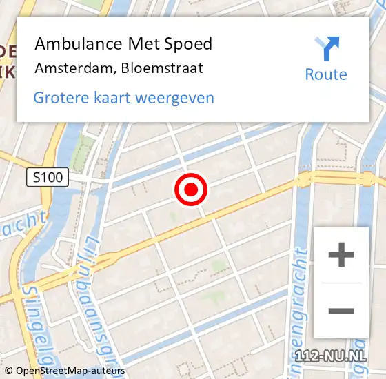 Locatie op kaart van de 112 melding: Ambulance Met Spoed Naar Amsterdam, Bloemstraat op 16 juli 2018 20:52