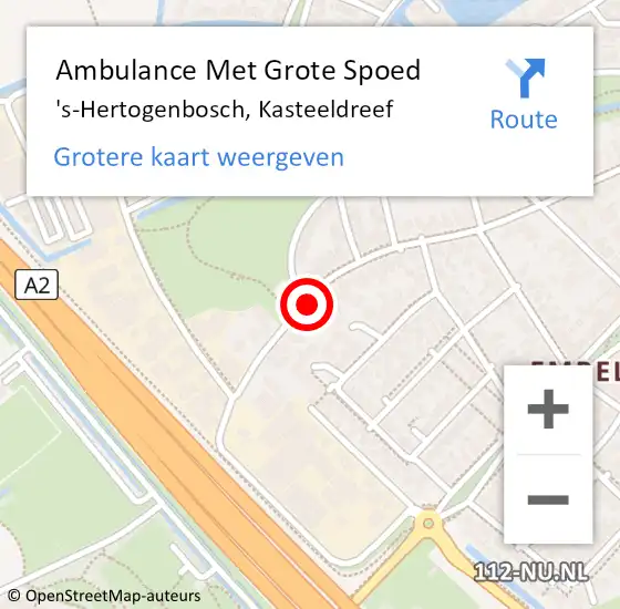 Locatie op kaart van de 112 melding: Ambulance Met Grote Spoed Naar 's-Hertogenbosch, Kasteeldreef op 16 juli 2018 21:20