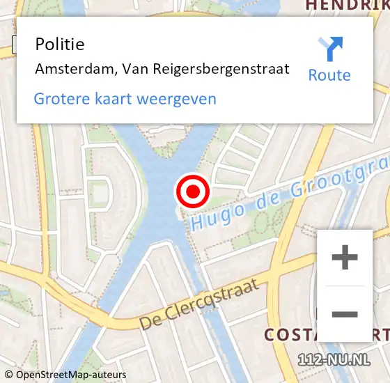 Locatie op kaart van de 112 melding: Politie Amsterdam, Van Reigersbergenstraat op 16 juli 2018 21:35