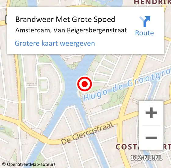 Locatie op kaart van de 112 melding: Brandweer Met Grote Spoed Naar Amsterdam, Van Reigersbergenstraat op 16 juli 2018 23:10