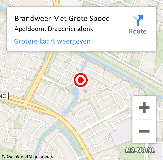 Locatie op kaart van de 112 melding: Brandweer Met Grote Spoed Naar Apeldoorn, Drapeniersdonk op 17 juli 2018 00:31