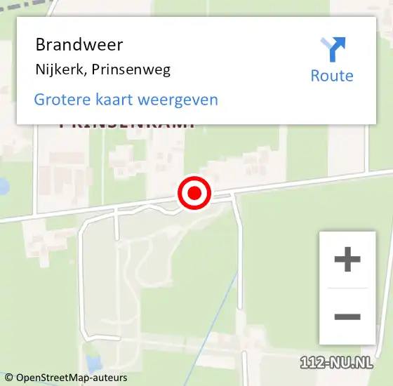 Locatie op kaart van de 112 melding: Brandweer Nijkerk, Prinsenweg op 17 juli 2018 00:45