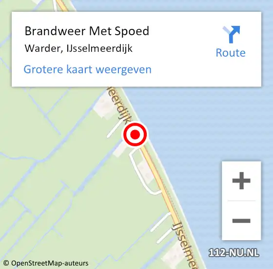 Locatie op kaart van de 112 melding: Brandweer Met Spoed Naar Warder, IJsselmeerdijk op 17 juli 2018 01:37