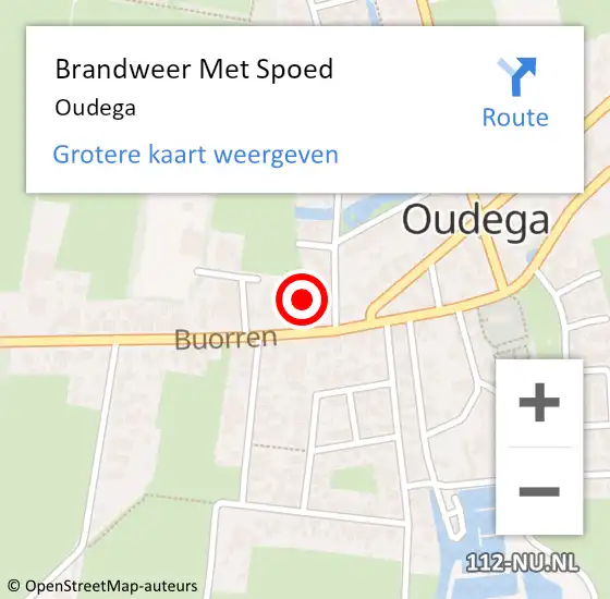 Locatie op kaart van de 112 melding: Brandweer Met Spoed Naar Oudega op 17 juli 2018 01:40
