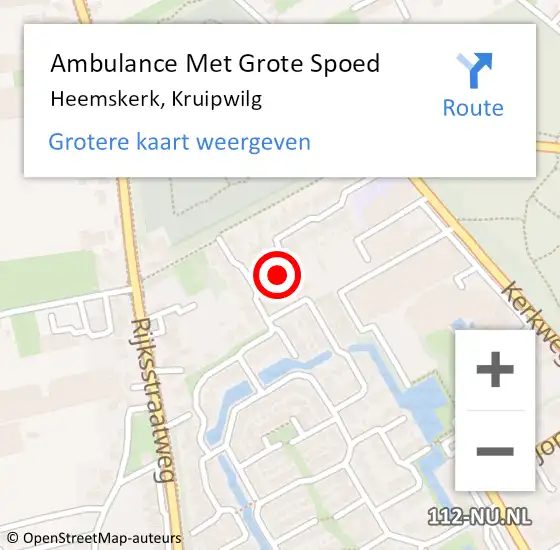 Locatie op kaart van de 112 melding: Ambulance Met Grote Spoed Naar Heemskerk, Kruipwilg op 17 juli 2018 01:42