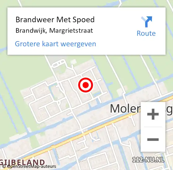 Locatie op kaart van de 112 melding: Brandweer Met Spoed Naar Brandwijk, Margrietstraat op 17 juli 2018 02:17