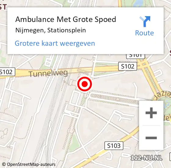 Locatie op kaart van de 112 melding: Ambulance Met Grote Spoed Naar Nijmegen, Stationsplein op 17 juli 2018 03:20