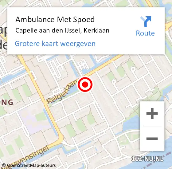 Locatie op kaart van de 112 melding: Ambulance Met Spoed Naar Capelle aan den IJssel, Kerklaan op 17 juli 2018 03:26