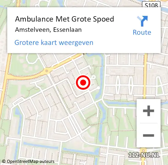 Locatie op kaart van de 112 melding: Ambulance Met Grote Spoed Naar Amstelveen, Essenlaan op 17 juli 2018 03:30