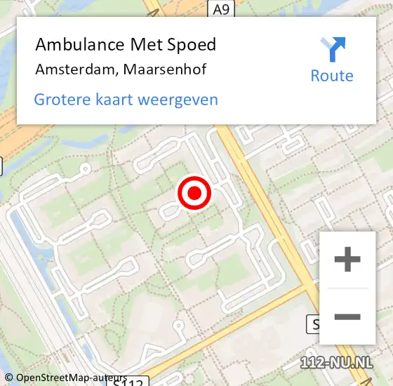 Locatie op kaart van de 112 melding: Ambulance Met Spoed Naar Amsterdam, Maarsenhof op 17 juli 2018 03:34