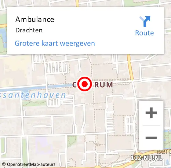 Locatie op kaart van de 112 melding: Ambulance Drachten op 17 juli 2018 03:34