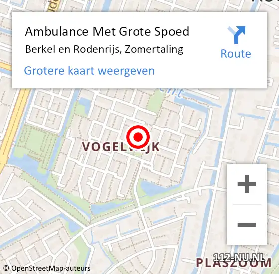 Locatie op kaart van de 112 melding: Ambulance Met Grote Spoed Naar Berkel en Rodenrijs, Zomertaling op 17 juli 2018 06:04