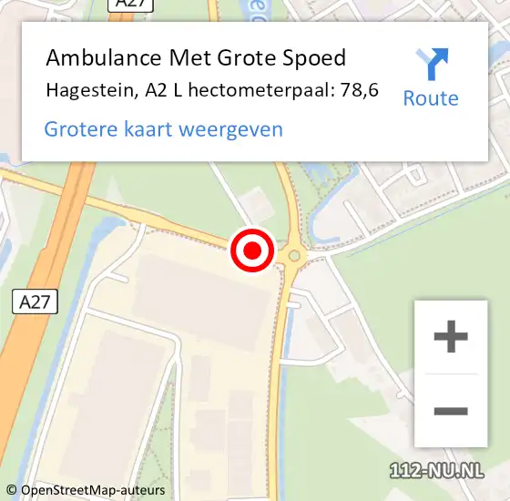 Locatie op kaart van de 112 melding: Ambulance Met Grote Spoed Naar Hagestein, A2 L hectometerpaal: 78,6 op 17 juli 2018 06:43