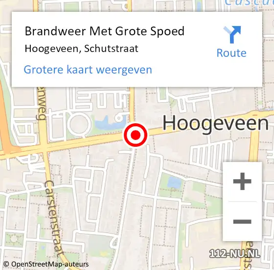 Locatie op kaart van de 112 melding: Brandweer Met Grote Spoed Naar Hoogeveen, Schutstraat op 17 juli 2018 07:54