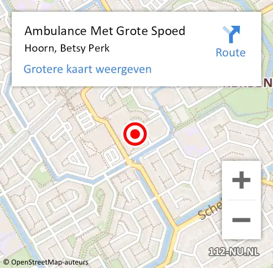 Locatie op kaart van de 112 melding: Ambulance Met Grote Spoed Naar Hoorn, Betsy Perk op 17 juli 2018 08:53