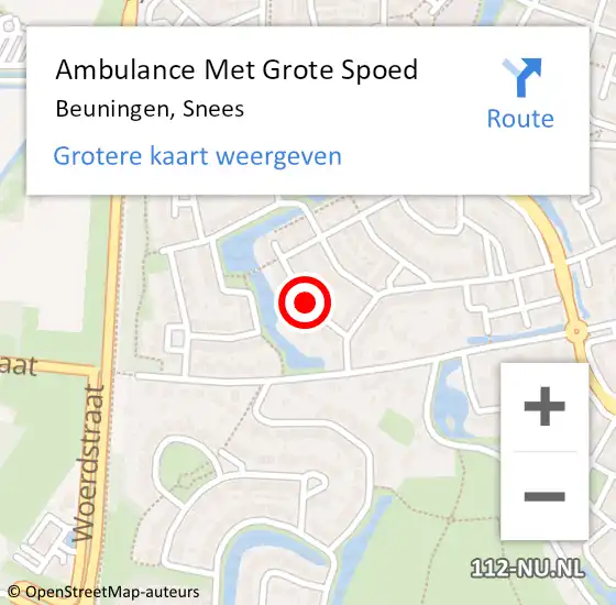 Locatie op kaart van de 112 melding: Ambulance Met Grote Spoed Naar Beuningen, Snees op 17 juli 2018 10:00