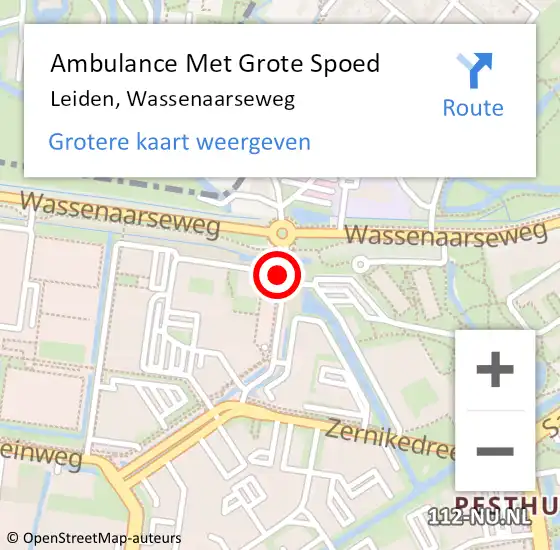Locatie op kaart van de 112 melding: Ambulance Met Grote Spoed Naar Leiden, Wassenaarseweg op 17 juli 2018 11:26
