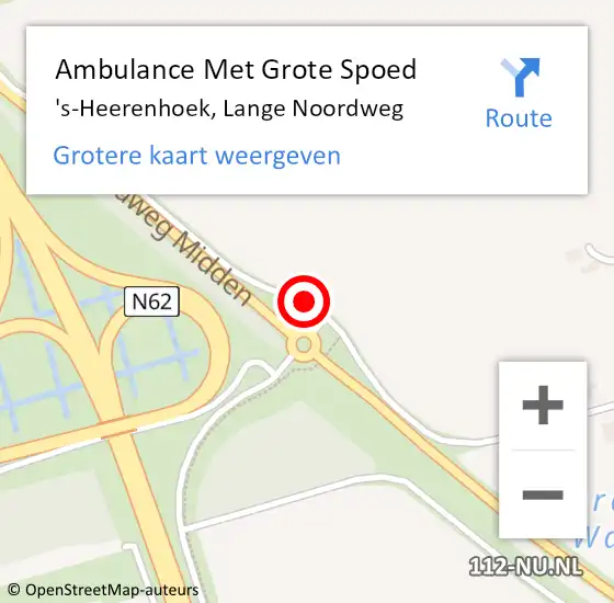 Locatie op kaart van de 112 melding: Ambulance Met Grote Spoed Naar 's-Heerenhoek, Lange Noordweg op 17 juli 2018 14:29