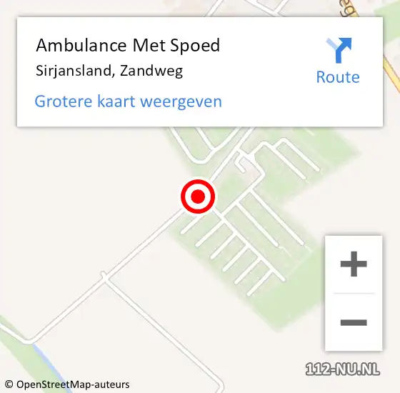 Locatie op kaart van de 112 melding: Ambulance Met Spoed Naar Sirjansland, Zandweg op 17 juli 2018 15:36