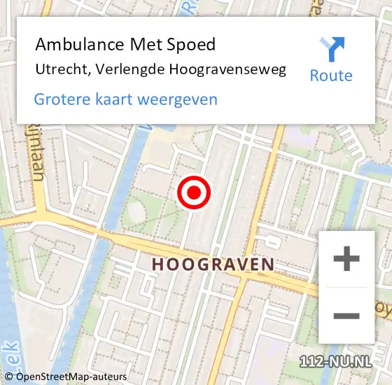 Locatie op kaart van de 112 melding: Ambulance Met Spoed Naar Utrecht, Verlengde Hoogravenseweg op 17 juli 2018 16:31