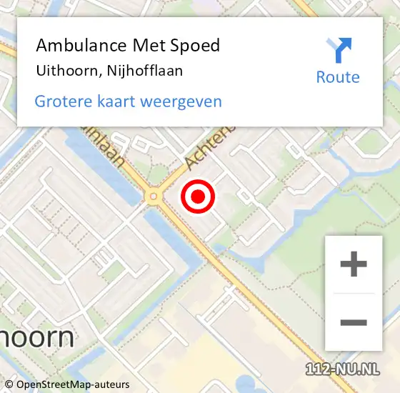 Locatie op kaart van de 112 melding: Ambulance Met Spoed Naar Uithoorn, Nijhofflaan op 17 juli 2018 17:20