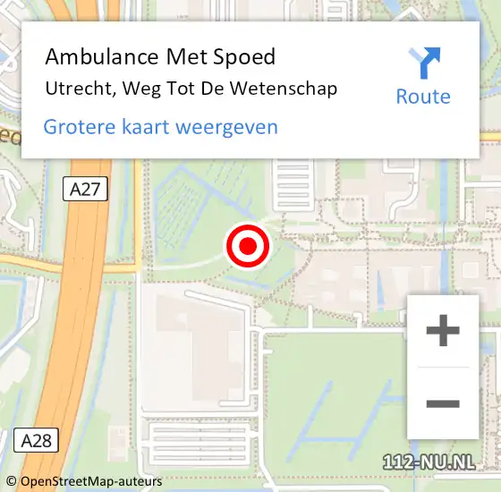 Locatie op kaart van de 112 melding: Ambulance Met Spoed Naar Utrecht, Weg Tot De Wetenschap op 17 juli 2018 18:40