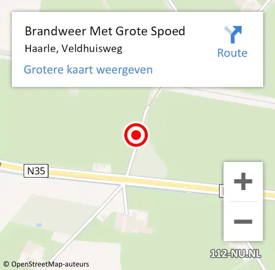 Locatie op kaart van de 112 melding: Brandweer Met Grote Spoed Naar Haarle, Veldhuisweg op 17 juli 2018 19:56