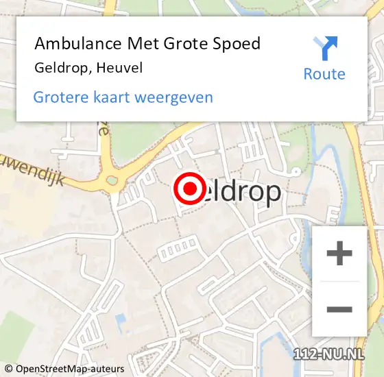 Locatie op kaart van de 112 melding: Ambulance Met Grote Spoed Naar Geldrop, Heuvel op 17 juli 2018 20:46