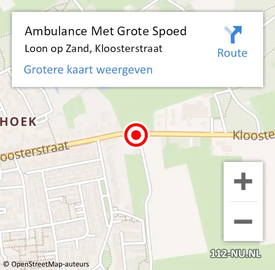 Locatie op kaart van de 112 melding: Ambulance Met Grote Spoed Naar Loon op Zand, Kloosterstraat op 17 juli 2018 21:51