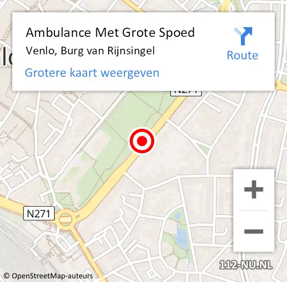 Locatie op kaart van de 112 melding: Ambulance Met Grote Spoed Naar Venlo, Burg van Rijnsingel op 17 juli 2018 21:51