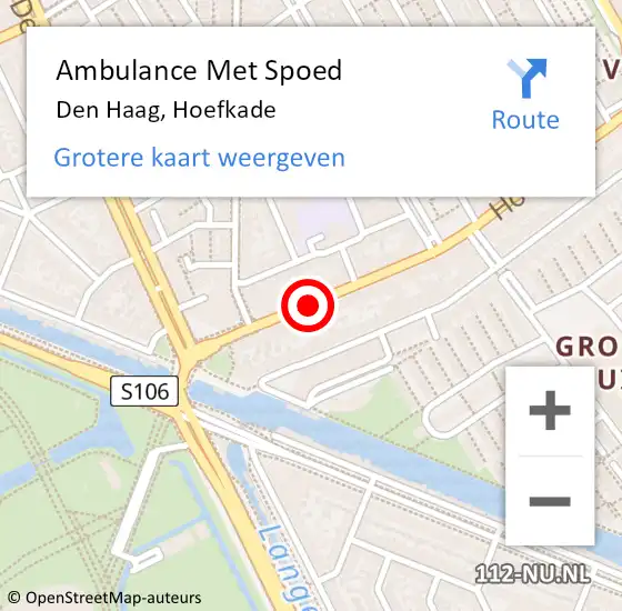 Locatie op kaart van de 112 melding: Ambulance Met Spoed Naar Den Haag, Hoefkade op 17 juli 2018 22:07