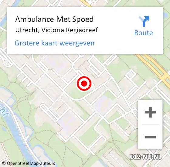 Locatie op kaart van de 112 melding: Ambulance Met Spoed Naar Utrecht, Victoria Regiadreef op 17 juli 2018 22:38