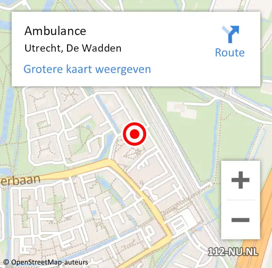 Locatie op kaart van de 112 melding: Ambulance Utrecht, De Wadden op 17 juli 2018 22:49