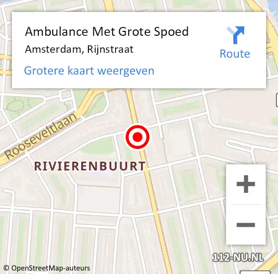 Locatie op kaart van de 112 melding: Ambulance Met Grote Spoed Naar Amsterdam, Rijnstraat op 17 juli 2018 23:46