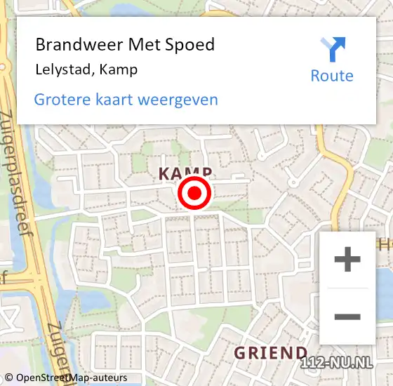 Locatie op kaart van de 112 melding: Brandweer Met Spoed Naar Lelystad, Kamp op 18 juli 2018 00:27