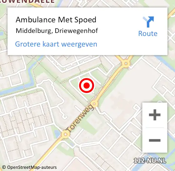 Locatie op kaart van de 112 melding: Ambulance Met Spoed Naar Middelburg, Driewegenhof op 18 juli 2018 03:20