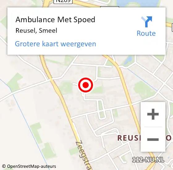 Locatie op kaart van de 112 melding: Ambulance Met Spoed Naar Reusel, Smeel op 18 juli 2018 03:29