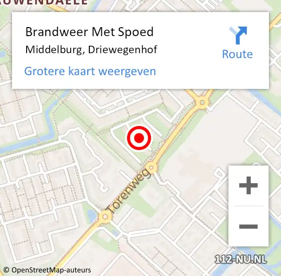 Locatie op kaart van de 112 melding: Brandweer Met Spoed Naar Middelburg, Driewegenhof op 18 juli 2018 03:59