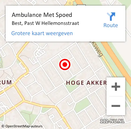 Locatie op kaart van de 112 melding: Ambulance Met Spoed Naar Best, Past W Hellemonsstraat op 18 juli 2018 04:52