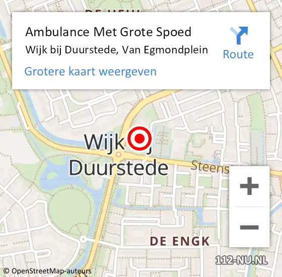 Locatie op kaart van de 112 melding: Ambulance Met Grote Spoed Naar Wijk bij Duurstede, Gr V L V Sandenburgwg op 18 juli 2018 05:27