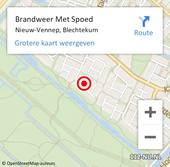 Locatie op kaart van de 112 melding: Brandweer Met Spoed Naar Nieuw-Vennep, Blechtekum op 18 juli 2018 06:34