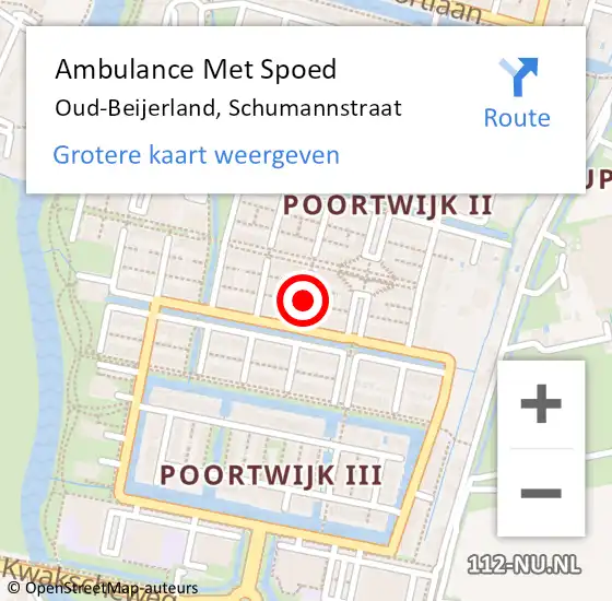 Locatie op kaart van de 112 melding: Ambulance Met Spoed Naar Oud-Beijerland, Schumannstraat op 18 juli 2018 06:47