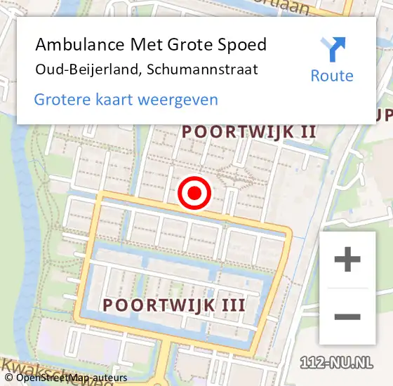 Locatie op kaart van de 112 melding: Ambulance Met Grote Spoed Naar Oud-Beijerland, Schumannstraat op 18 juli 2018 06:49
