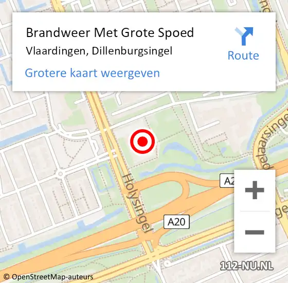 Locatie op kaart van de 112 melding: Brandweer Met Grote Spoed Naar Vlaardingen, Dillenburgsingel op 18 juli 2018 07:00
